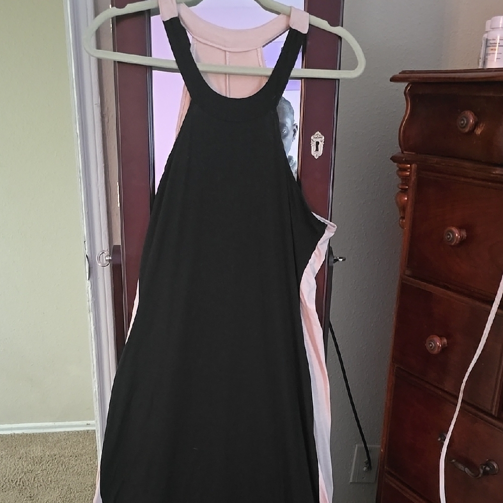 Black and Pink Sleeveless Dress